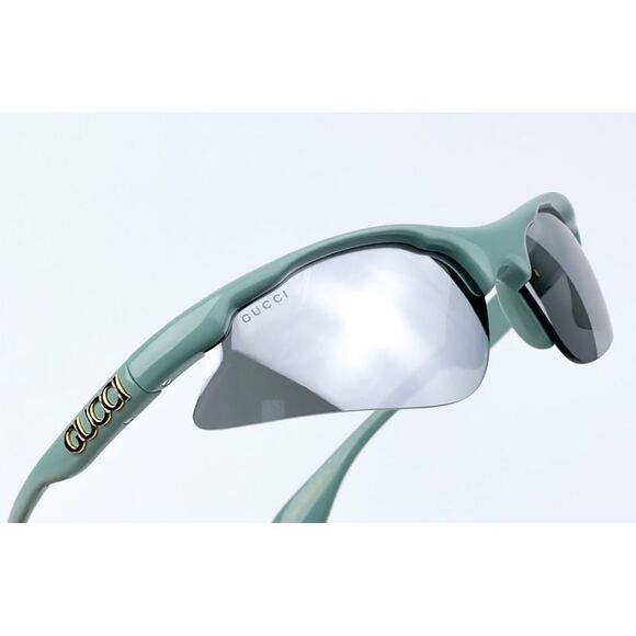 Gucci GG1774S-005 Green shield Unisex Sunglasses - Picture 1 of 3